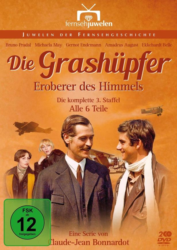 Das Cover der DVD „Die Grashüpfer – Eroberer des Himmels“ mit den Hauptdarstellern.
