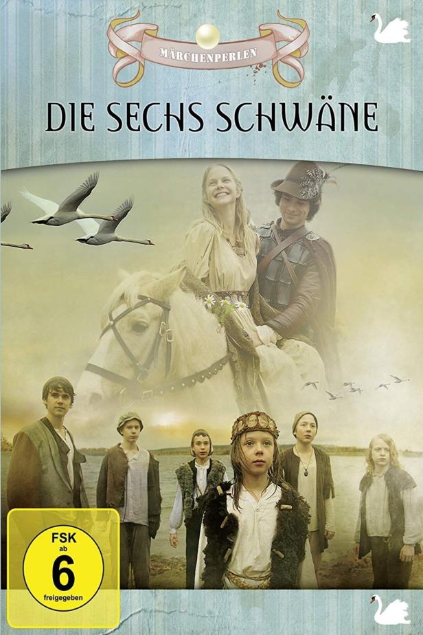 Das Filmplakat für „Die sechs Schwäne“ aus der Reihe „Märchenperlen“ zeigt die Protagonisten.