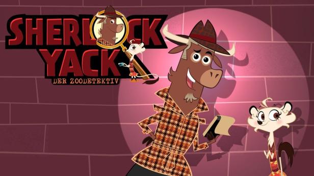Szene aus der Zeichentrickserie „Sherlock Yack – Der Zoodetektiv“ mit Sherlock und seiner Assistentin.