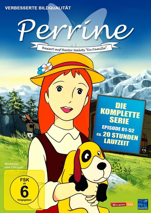Das Cover der Anime-Serie „Perrine“ zeigt das Mädchen mit einem Hund.