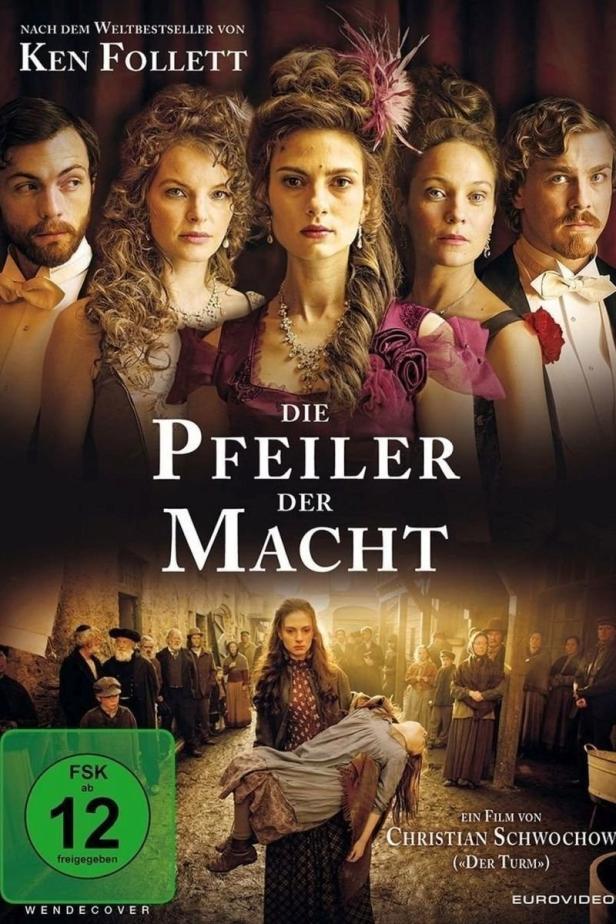 Das Filmplakat für „Die Pfeiler der Macht“ nach dem Roman von Ken Follett.