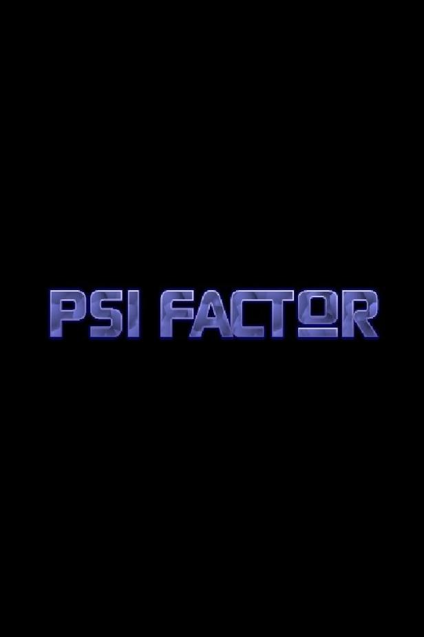Das Logo der Fernsehserie „PSI Factor“ vor schwarzem Hintergrund.