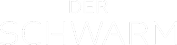 Schriftzug „Der Schwarm“ in weißer Schrift auf schwarzem Hintergrund.