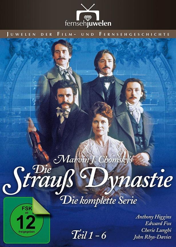 Das Cover der DVD „Die Strauß Dynastie“ von Marvin J. Chomsky mit den Schauspielern Anthony Higgins und Edward Fox.