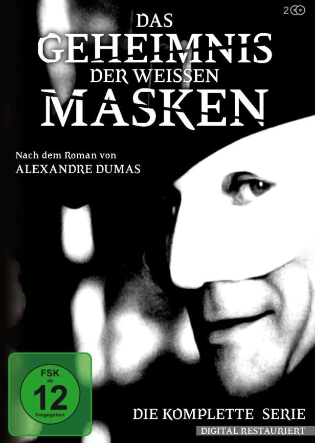 Das Cover der DVD „Das Geheimnis der weißen Masken“ nach dem Roman von Alexandre Dumas.