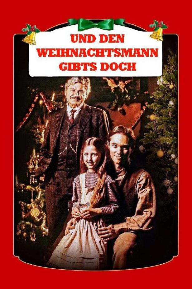 Das Filmplakat für „Und den Weihnachtsmann gibt es doch“ mit Charles Bronson, einer jungen Frau und einem jungen Mann.
