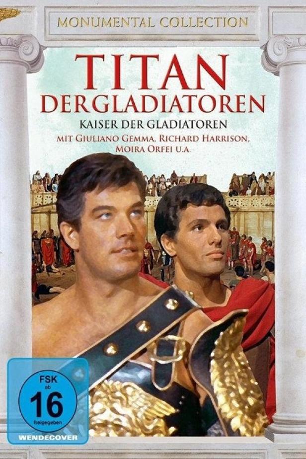 Das Cover des Films „Titan – Kaiser der Gladiatoren“ mit Giuliano Gemma und Richard Harrison.