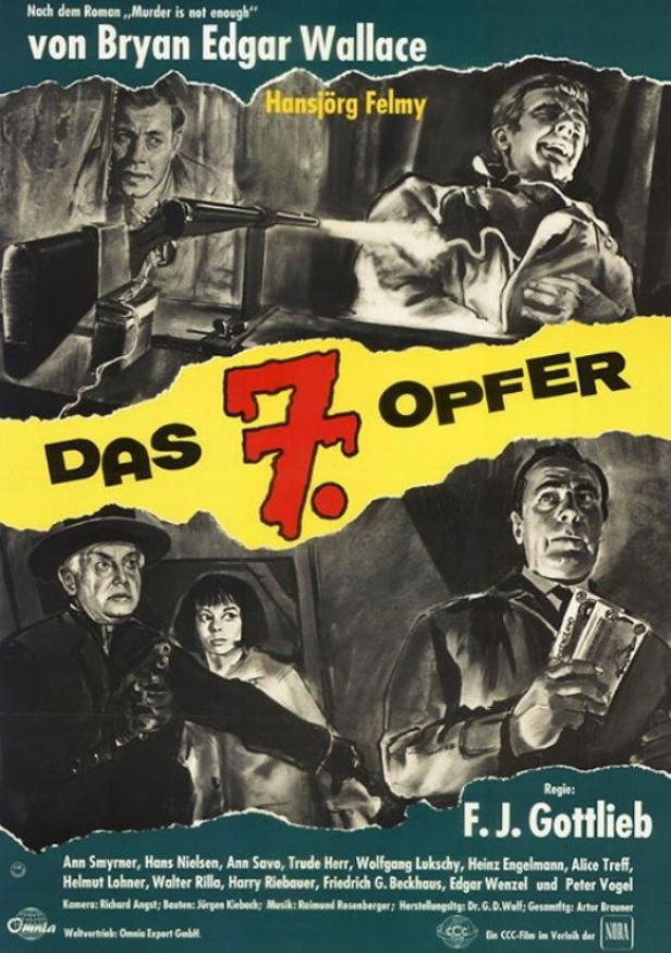 Das Filmplakat für „Das 7. Opfer“ zeigt mehrere bewaffnete Personen.