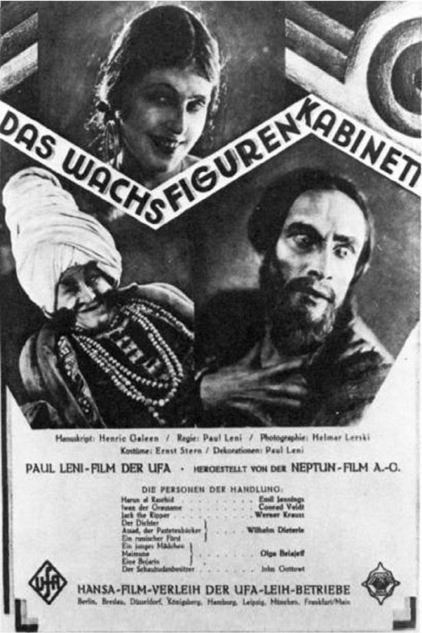 Plakat für den expressionistischen Stummfilm „Das Wachsfigurenkabinett“ von 1924.