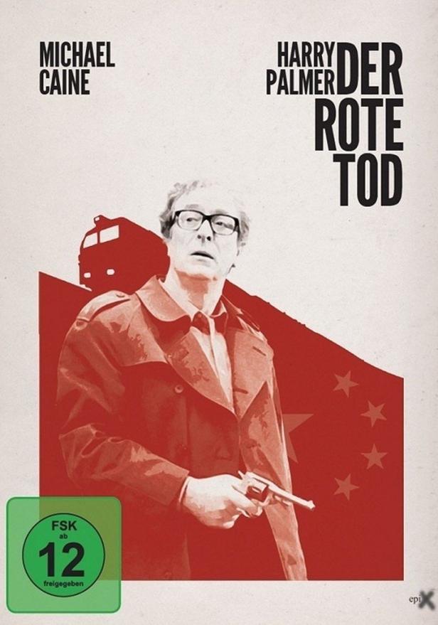 Das Filmplakat für „Harry Palmer: Der Rote Tod“ zeigt Michael Caine mit einer Waffe.