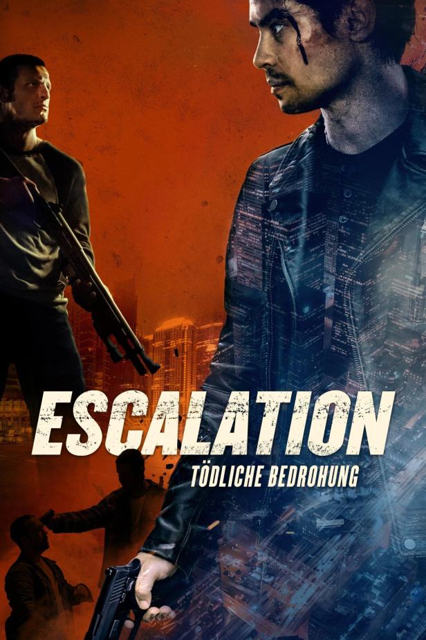 Das Filmplakat für „Escalation: Tödliche Bedrohung“ zeigt bewaffnete Männer vor einer Stadtkulisse.