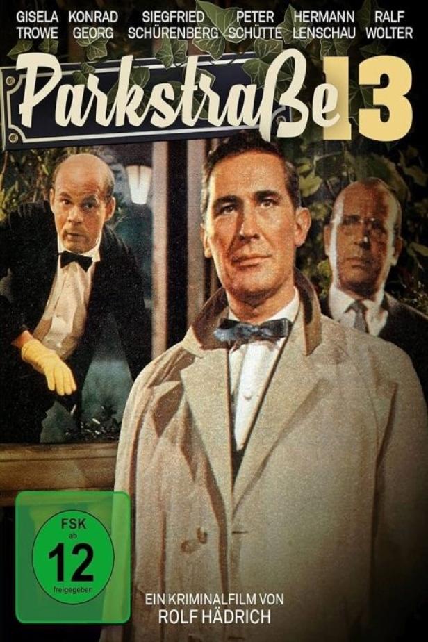 Das Filmplakat für „Parkstraße 13“ zeigt drei Männer in Anzügen.