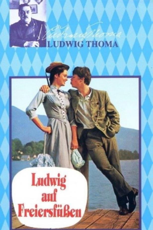 Das Buchcover von „Ludwig auf Freiersfüßen“ von Ludwig Thoma zeigt ein junges Paar am See.