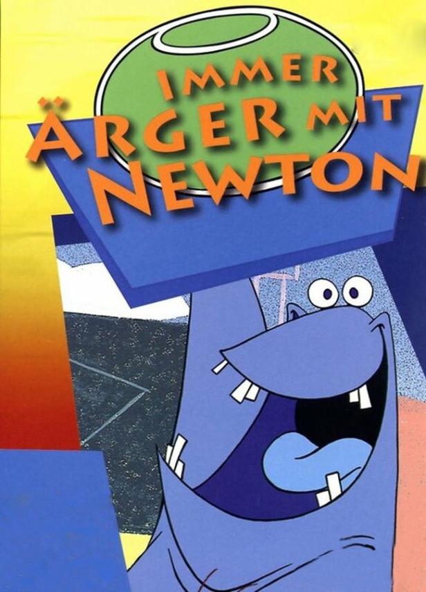 Das Cover der Zeichentrickserie „Immer Ärger mit Newton“ mit dem lachenden Newton.