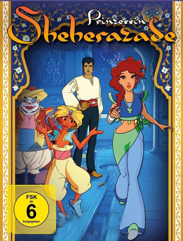 Das Cover des Films „Prinzessin Sheherazade“ zeigt die animierten Hauptfiguren.