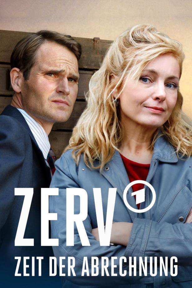 Ein Mann im Anzug und eine blonde Frau auf dem Filmplakat zu „ZERV – Zeit der Abrechnung“.