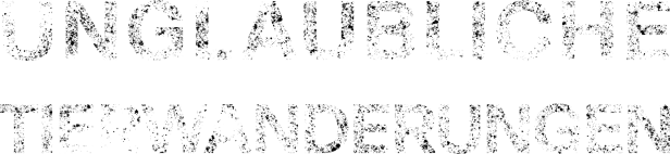 Der Titel „Unglaubliche Tierwanderungen“ in weißer, gesprenkelter Schrift auf schwarzem Hintergrund.