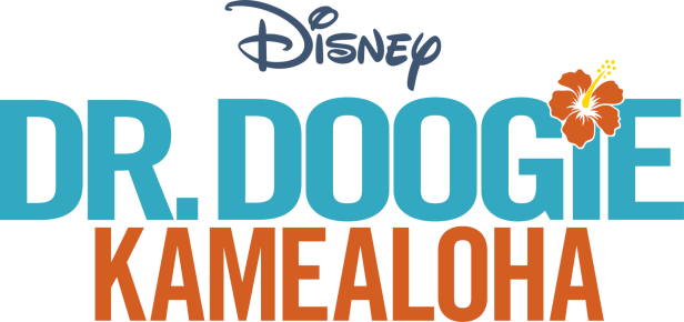 Das Logo für „Dr. Doogie Kamealoha“ von Disney mit einer Hibiskusblüte.