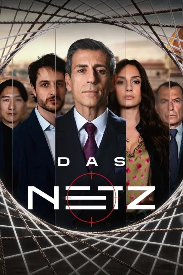 Das Filmplakat für „Das Netz“ zeigt mehrere Schauspieler vor einem Netz.