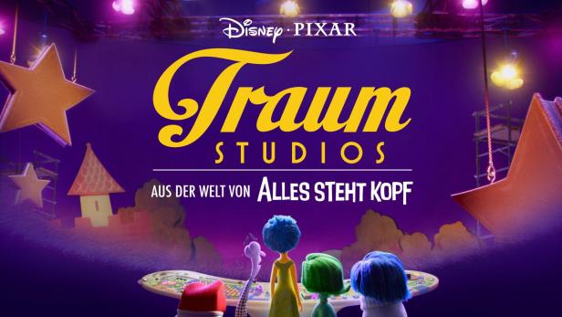 Szene aus „Alles steht Kopf“ mit den Emotionen vor dem Schriftzug „Traum Studios“.