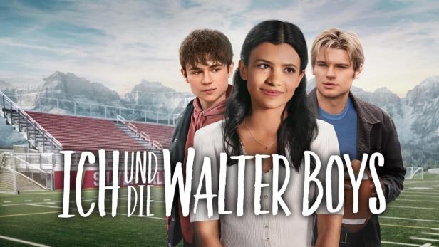 Das Filmplakat zu „Ich und die Walter Boys“ zeigt drei Jugendliche vor einer Bergkulisse.