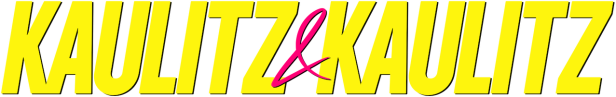 Das gelbe Logo von „Kaulitz & Kaulitz“ auf schwarzem Hintergrund.