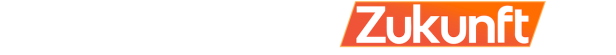 Der Schriftzug „Was bringt die Zukunft für“ in Weiß und Orange auf Schwarz.
