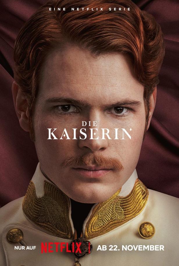 Nahaufnahme von Philip Froissant als Kaiser Franz Joseph I. in der Netflix-Serie „Die Kaiserin“.