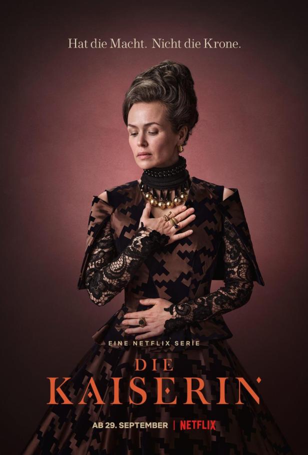 Poster für die Netflix-Serie „Die Kaiserin“ mit einer Frau in historischer Kleidung.