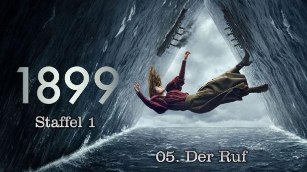 Das Poster für die fünfte Folge „Der Ruf“ der ersten Staffel der Mystery-Serie „1899“ zeigt eine Frau, die ins Meer fällt.