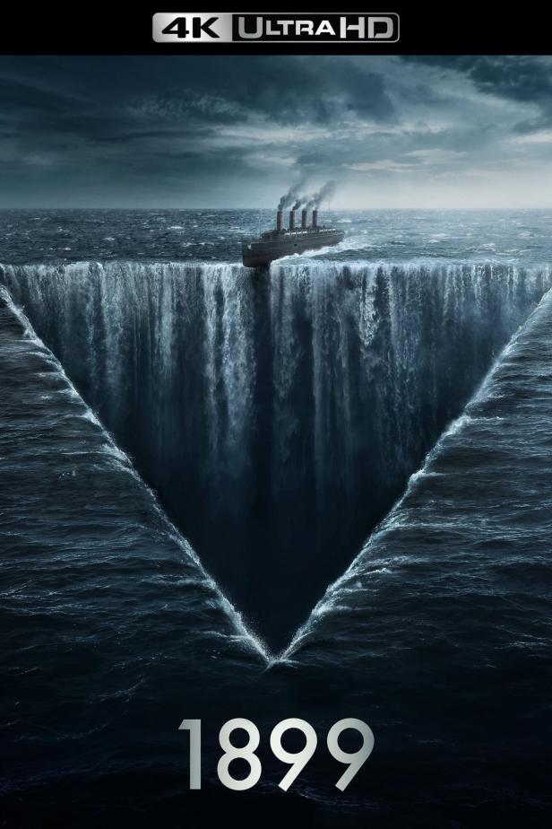 Ein Schiff fährt auf dem Meer zu einem riesigen, dreieckigen Abgrund.