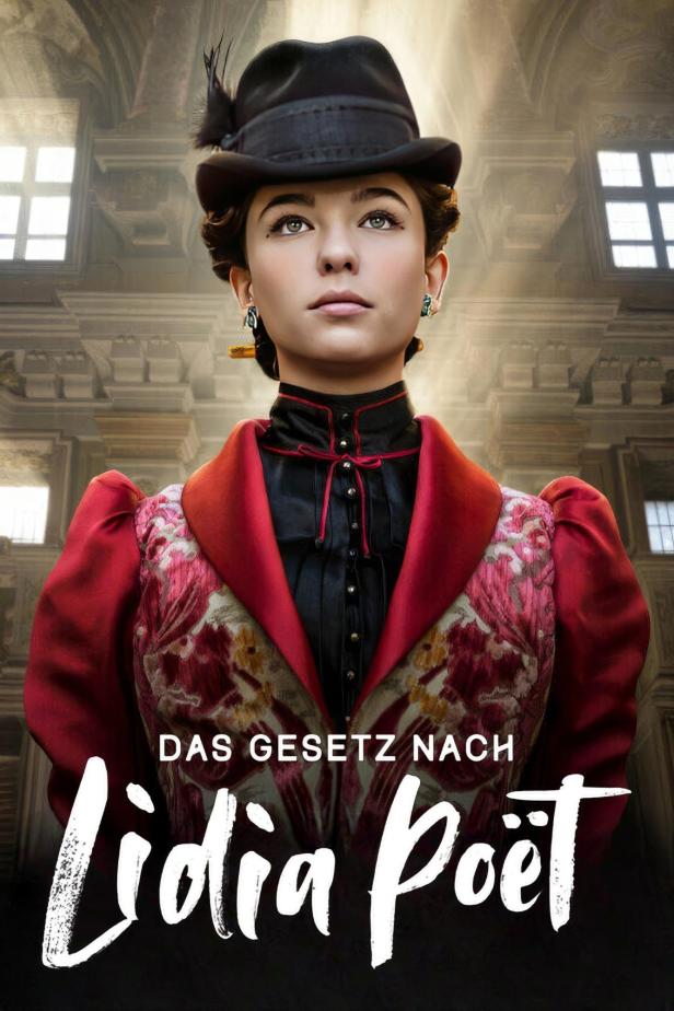 Das Poster für die Serie „Das Gesetz nach Lidia Poët“ zeigt die Hauptdarstellerin in historischer Kleidung.