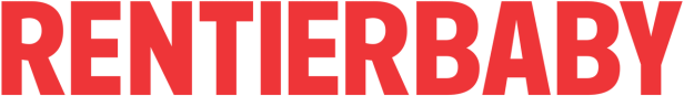 Der rote Schriftzug „RENTERBABY“ vor schwarzem Hintergrund.