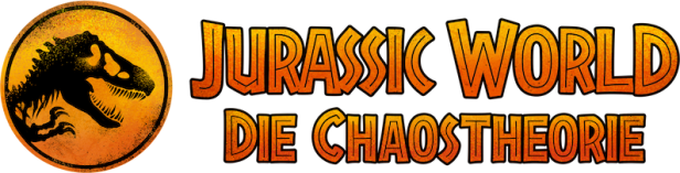 Logo für „Jurassic World: Die Chaostheorie“ mit einem Dinosaurierskelett.