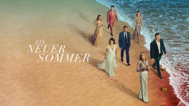 Das Filmplakat zu „Ein neuer Sommer“ zeigt mehrere Personen am Strand.