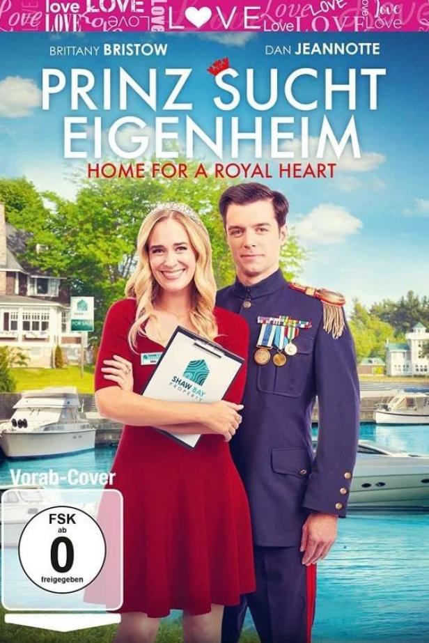 Das Filmplakat für „Prinz sucht Eigenheim“ zeigt Brittany Bristow und Dan Jeannotte vor einer Küstenkulisse.