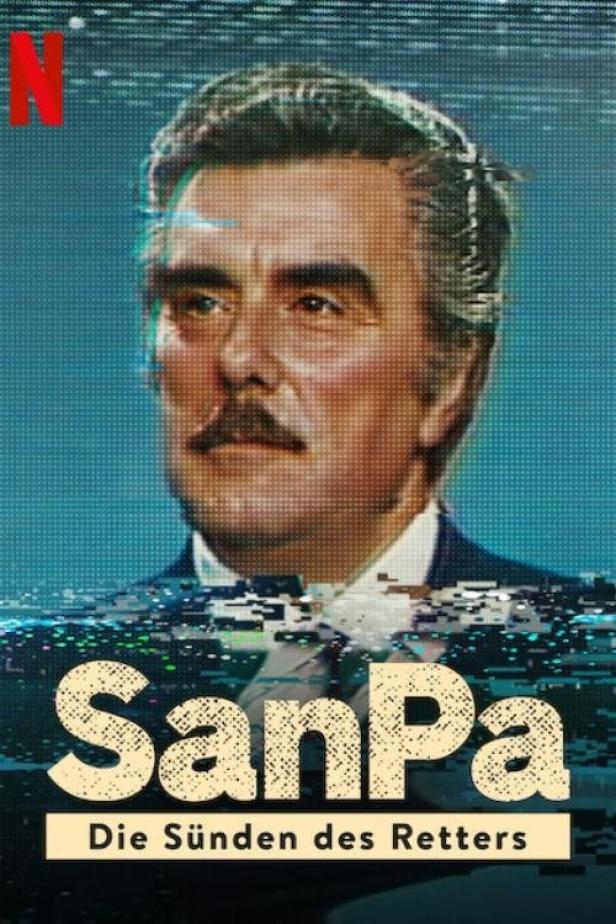 Das Poster für die Netflix-Serie „SanPa: Die Sünden des Retters“ zeigt ein Porträt von San Patrignano.