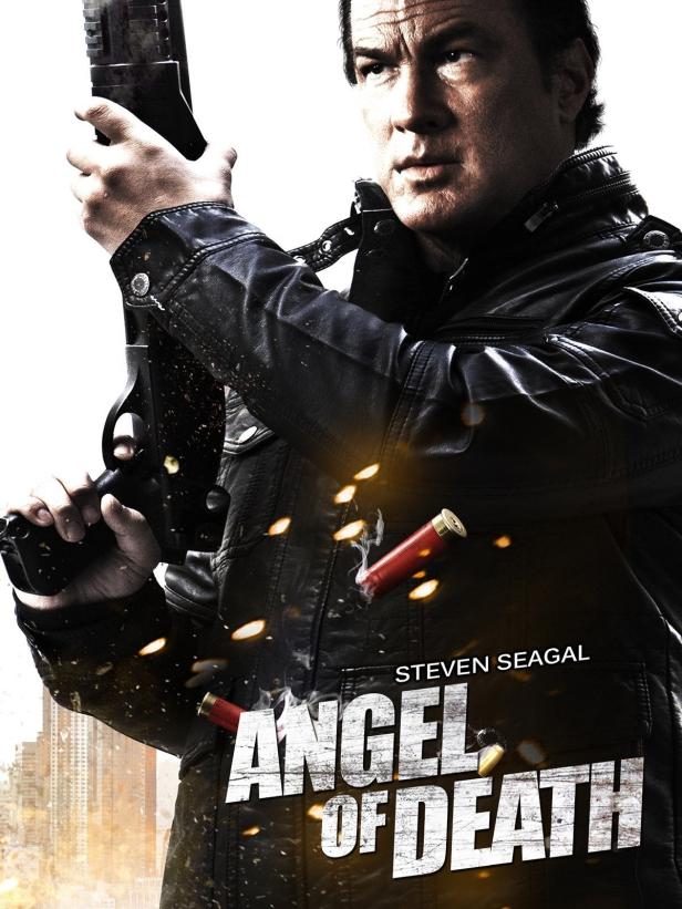Das Filmplakat für „Angel of Death“ zeigt Steven Seagal mit einer Schrotflinte in der Hand.