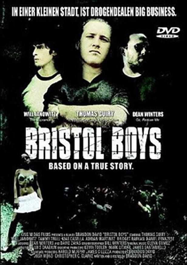 Das Filmplakat für „Bristol Boys“ zeigt drei Männer und eine Frau, die auf einer wahren Geschichte basiert.