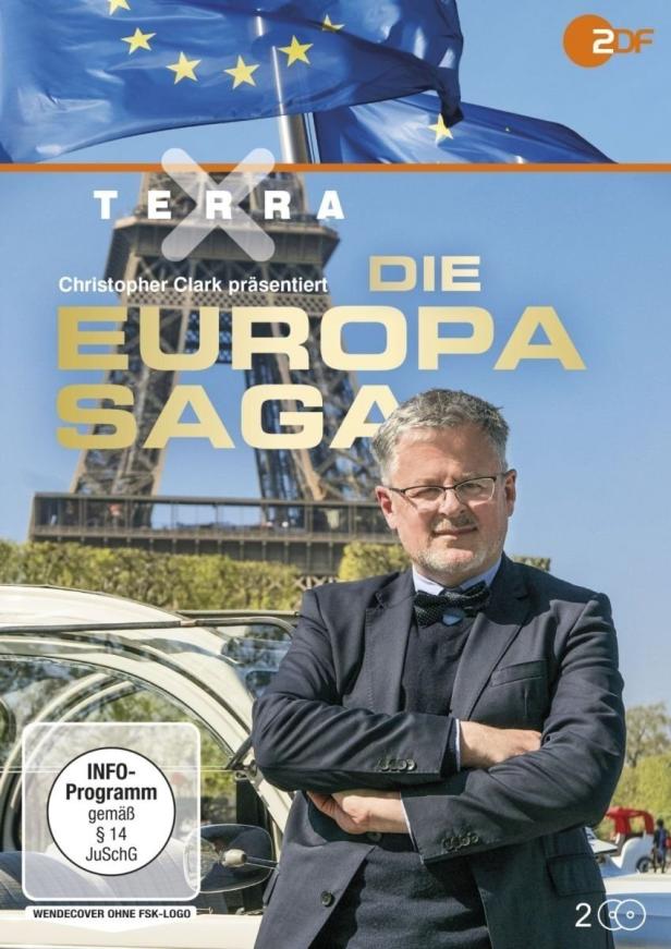Das Cover der Terra-Dokumentation „Die Europa-Saga“ mit Christopher Clark vor dem Eiffelturm.
