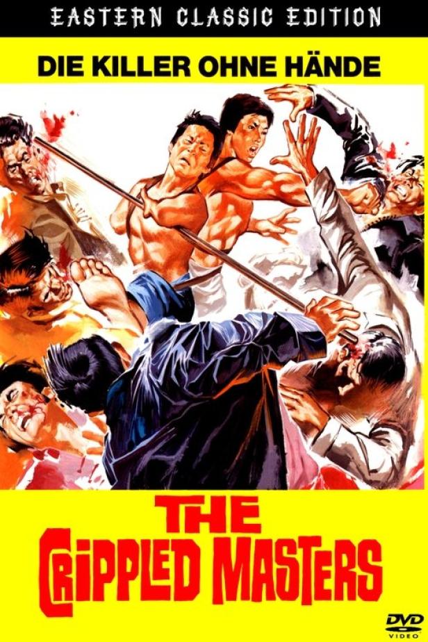 Das Cover des Films „The Crippled Masters“ zeigt eine Kampfszene mit mehreren Kämpfern.