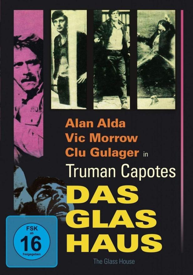 Das Filmplakat für „Das Glashaus“ mit Alan Alda, Vic Morrow und Clu Gulager.
