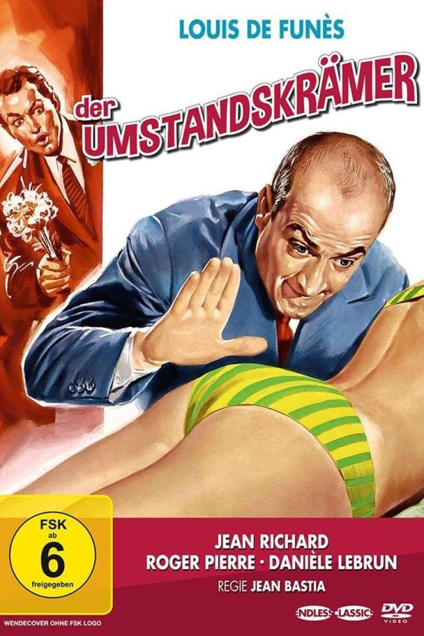 Das Filmplakat zu „Der Umstandskrämer“ mit Louis de Funès zeigt eine komische Szene.