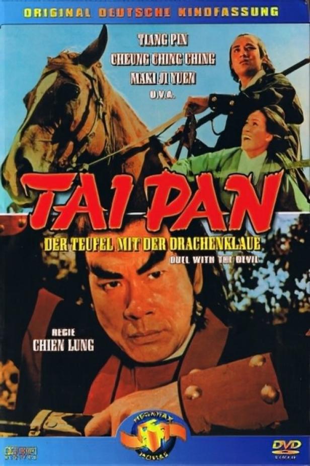 Das Cover des Films „Tai Pan – Der Teufel mit der Drachenklaue“ zeigt eine Szene mit Pferd und Schauspielern.