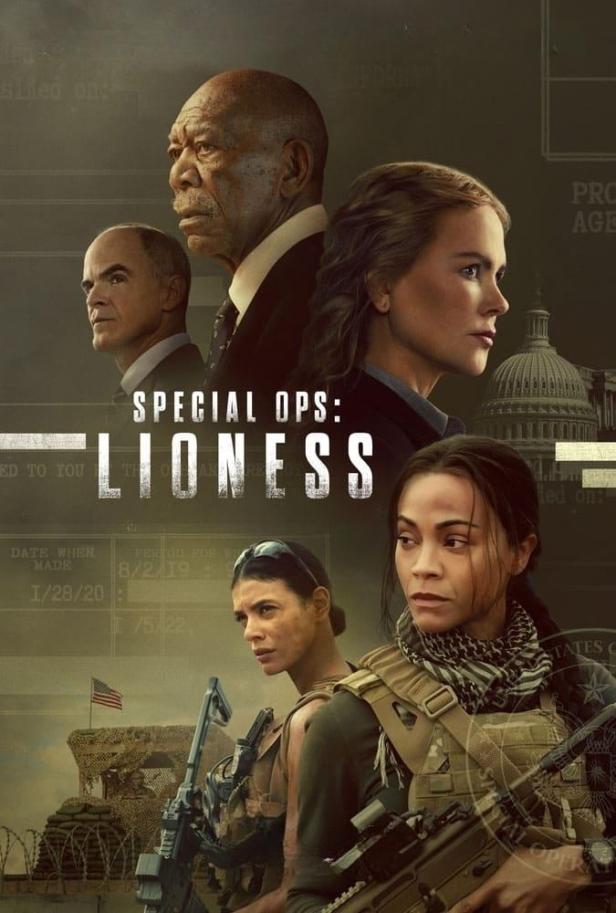 Das Filmplakat für „Special Ops: Lioness“ zeigt die Hauptdarsteller vor dem Hintergrund des Kapitols.