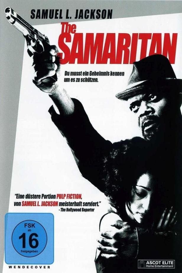 Das Filmplakat für „The Samaritan“ mit Samuel L. Jackson, der eine Waffe hält.