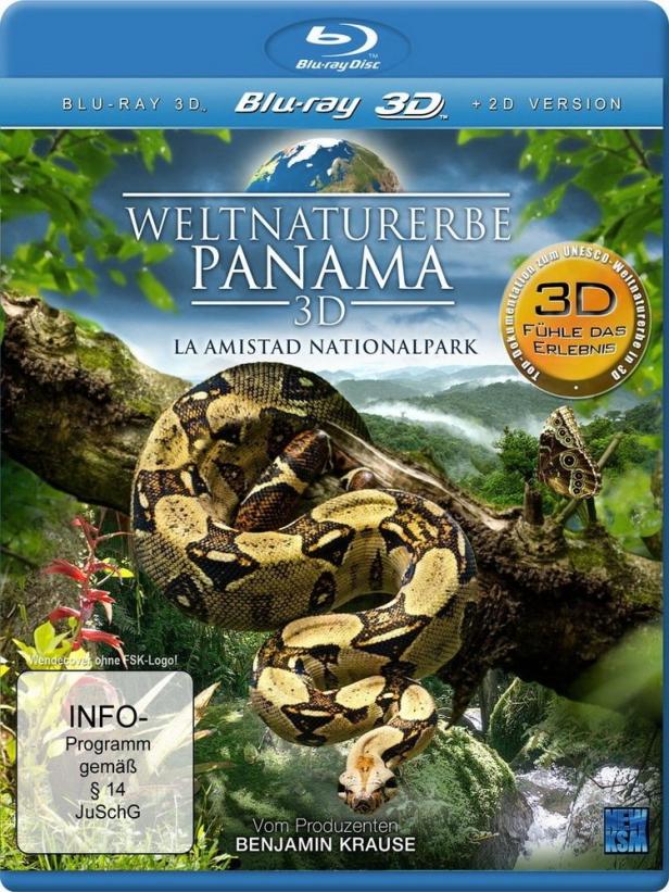 Das Cover der 3D-Blu-ray „Weltnaturerbe Panama“ zeigt eine Boa constrictor im La Amistad Nationalpark.