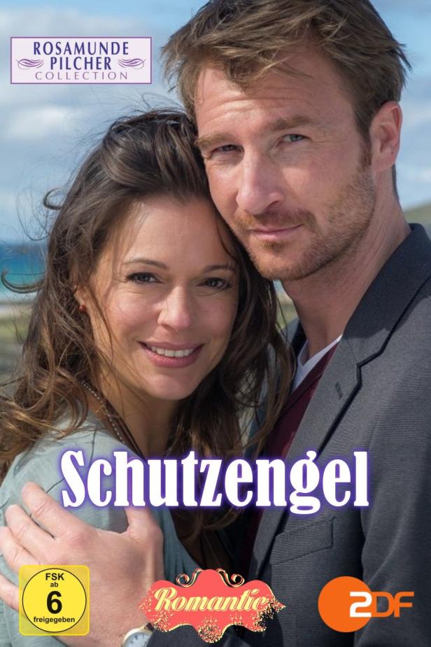 Das Filmplakat für „Schutzengel“ zeigt ein Paar vor einer Küstenlandschaft.