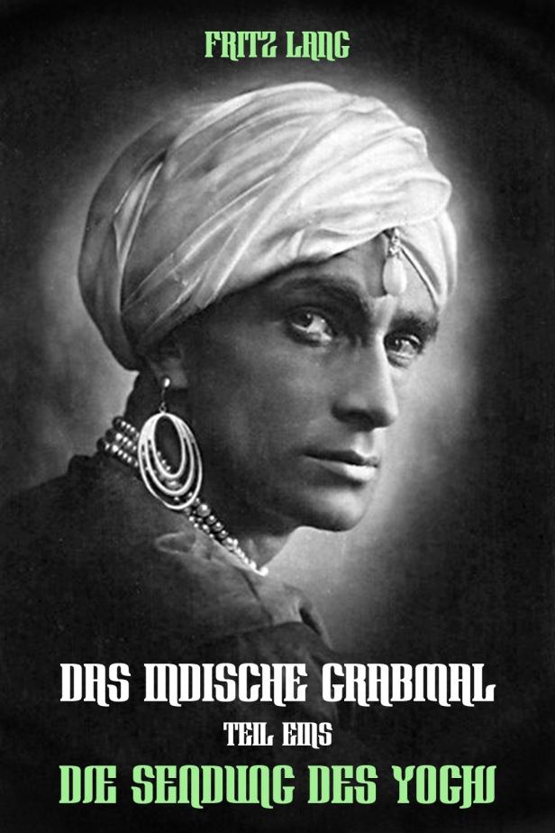Ein Mann mit Turban und Schmuck, vermutlich eine Filmaufnahme von Fritz Langs „Das indische Grabmal“.