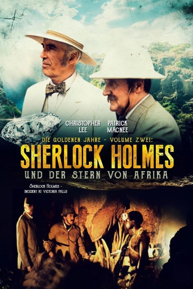 Das Filmplakat für „Sherlock Holmes und der Stern von Afrika“ mit Christopher Lee und Patrick Macnee.